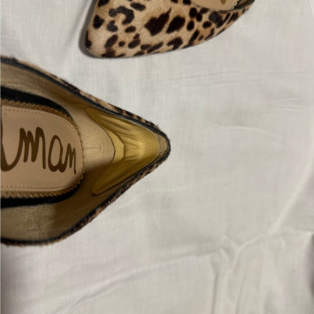 Sam Edelman Leopard Print cow hair Pointed D'Orsay Flats women’s 10w - Picture 6 of 7